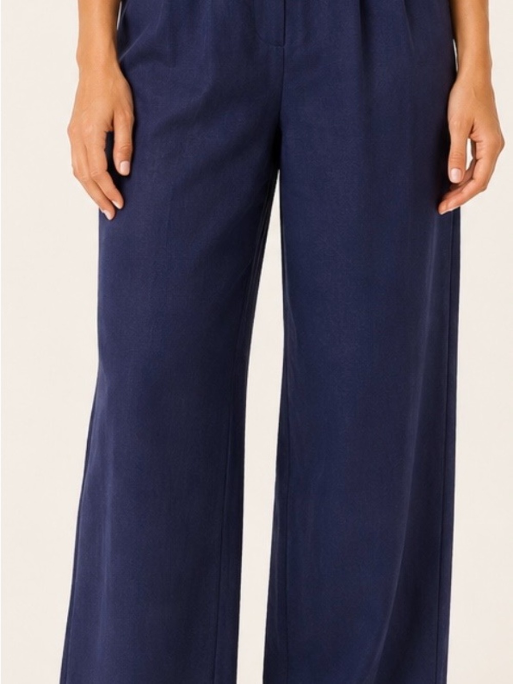 Lauren Ralph Lauren Navy Wide-Leg Trousers Women’s 12P 100% Linen